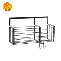 Newest rectangle stainless steel shelf rack with hook for bathroom