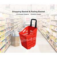 changshu plastic shopping rolling basket with one handle